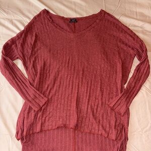 Urban Outfitters Ribbed V-Neck Top in Deep Orange